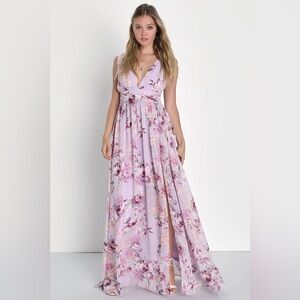 Lulu's Lavender and Pink Floral Maxi Dress